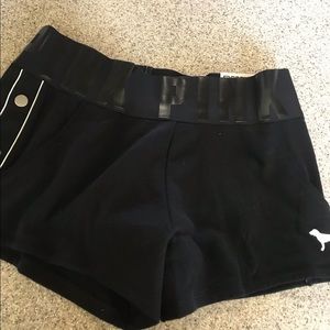 Vs Pink varsity shorts wide waistband black SZ Xs